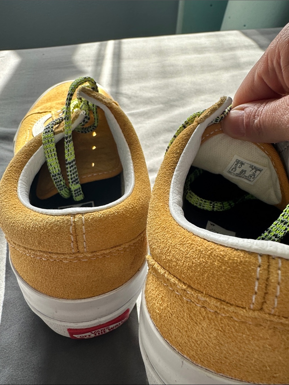 Vans Yellow Suede Platform Old Skool Stacked Sneakers with White Stripe - Picture 2 of 3